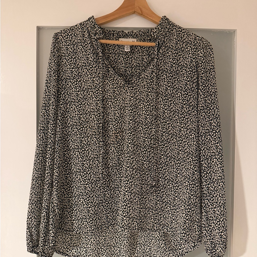 Veronica M Black and White Patterned Blouse